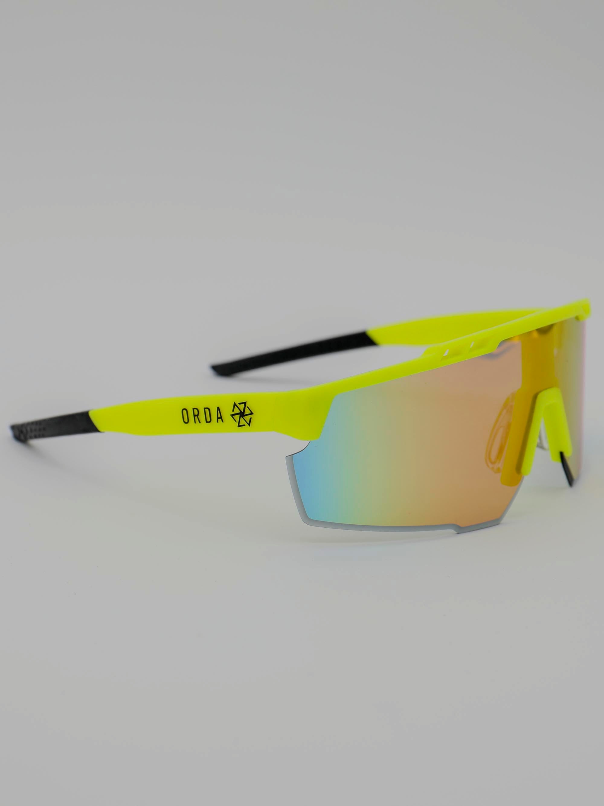 ORDA Benni – Fluro Yellow Velo Grip Frame with Revo Red/Orange Chromo Vue™ Lens Sunglasses