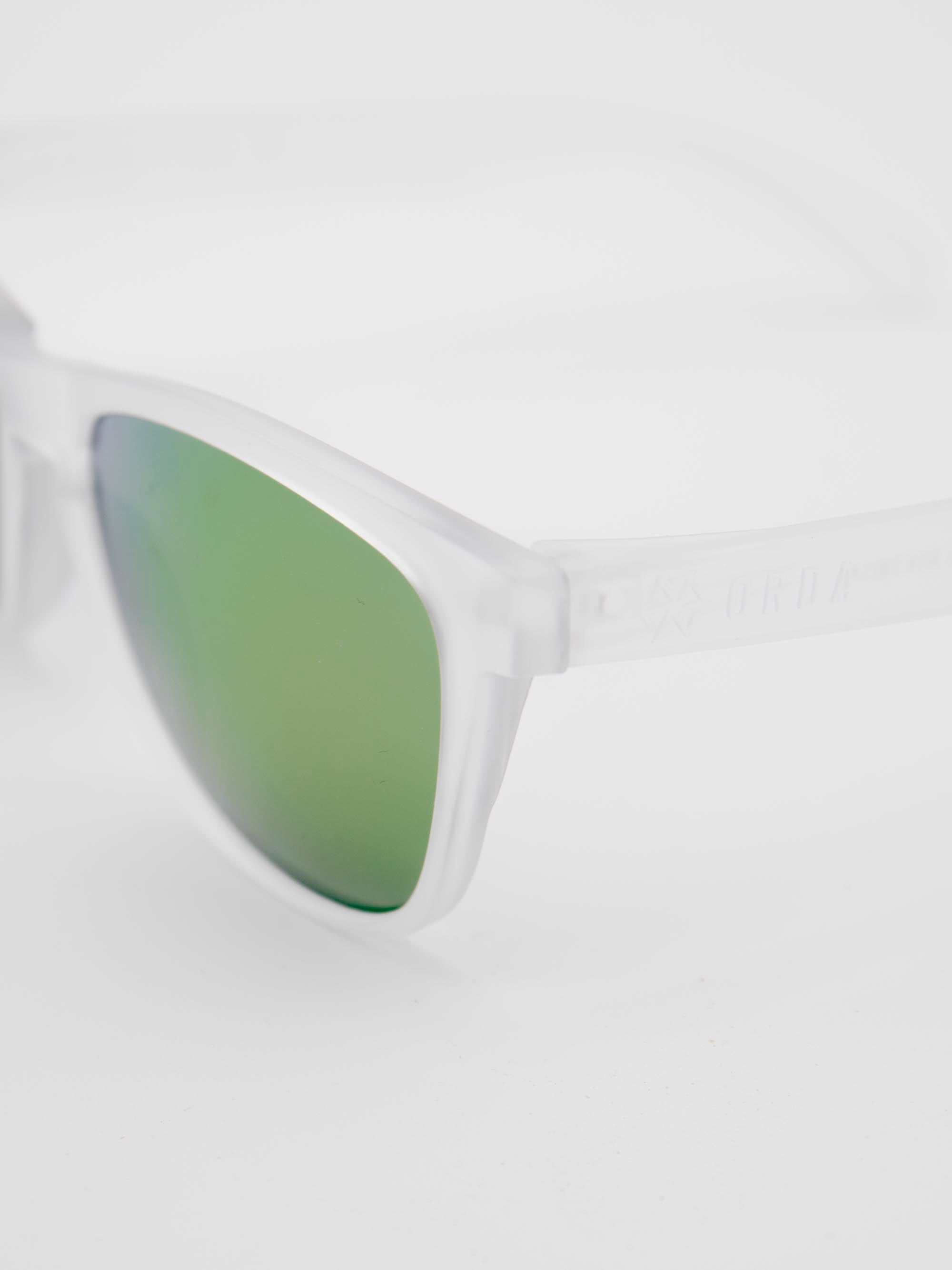 ORDA The MT – Frosted Clear Artix Armour Frame with Purple Mirrored Chromo Vue™ Lens Sunglasses