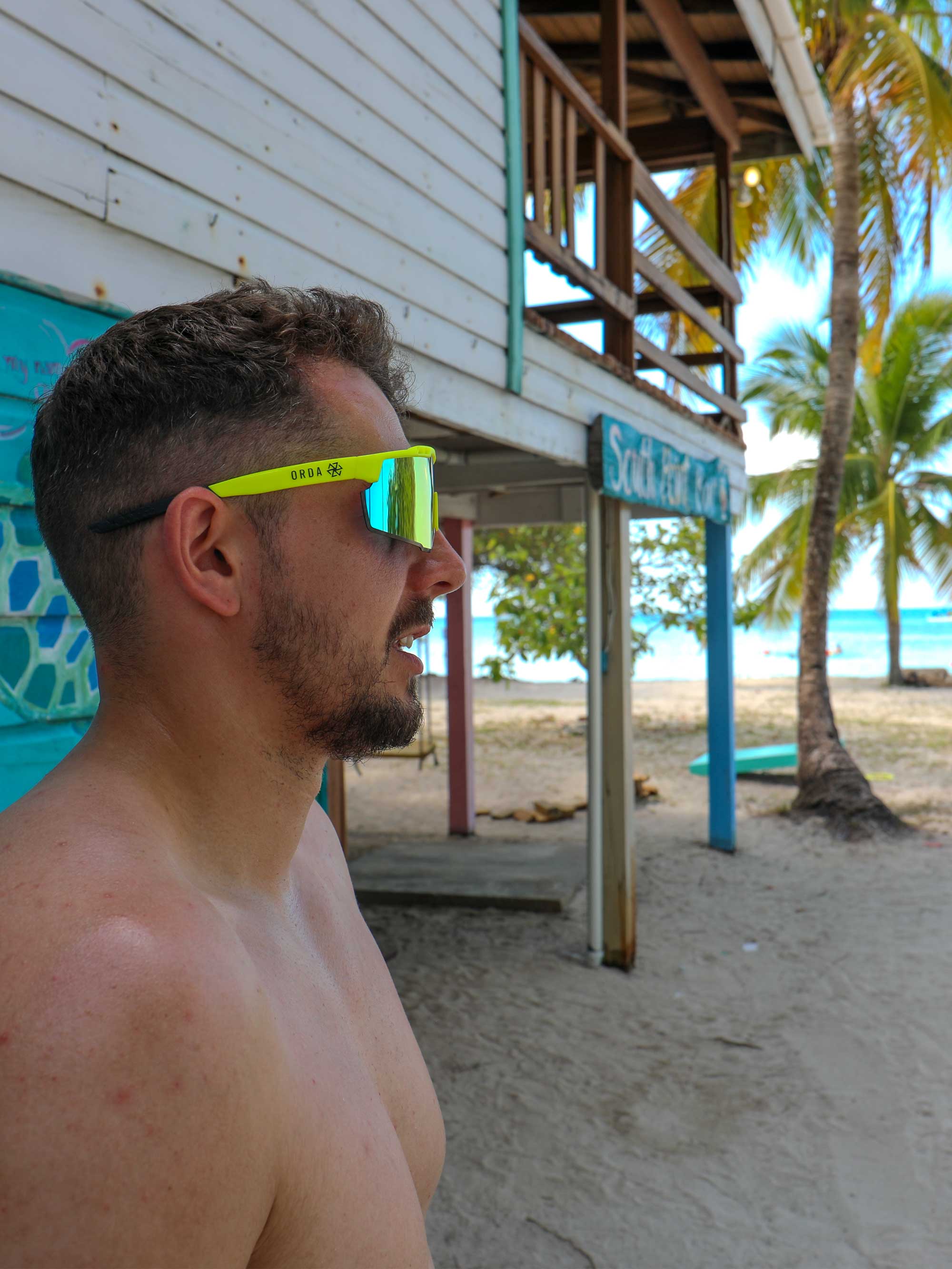 ORDA Benni – Fluro Yellow Velo Grip Frame with Revo Red/Orange Chromo Vue™ Lens Sunglasses